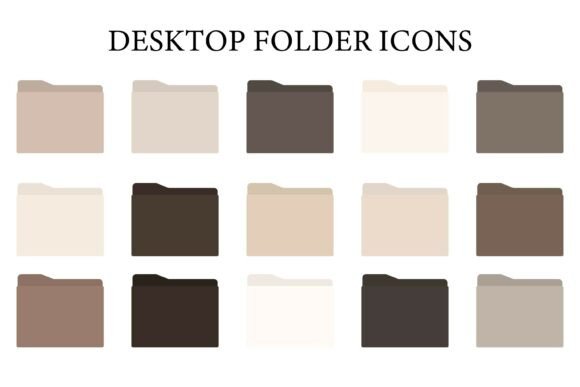 15 Desktop Folder Icons, DARK BEIGE Afbeelding Iconen Door Pony3000