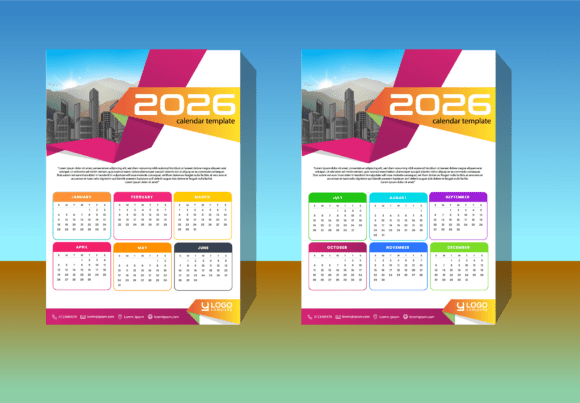 2026 Calendar Template Design in Vector