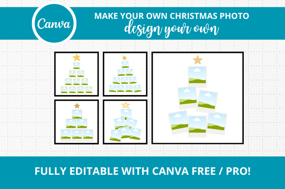 5 Christmas Photo Collage Mockup Bundle