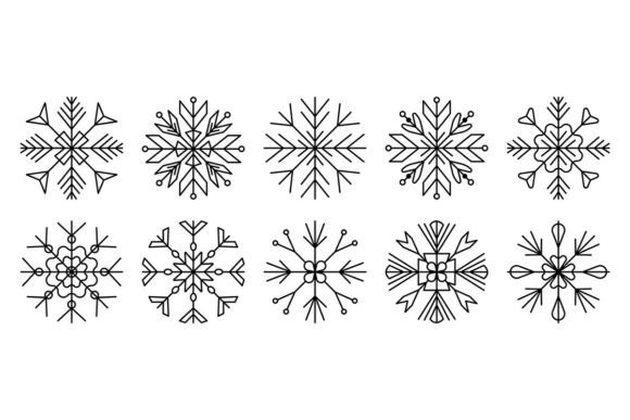 Black Line Snowflake Set