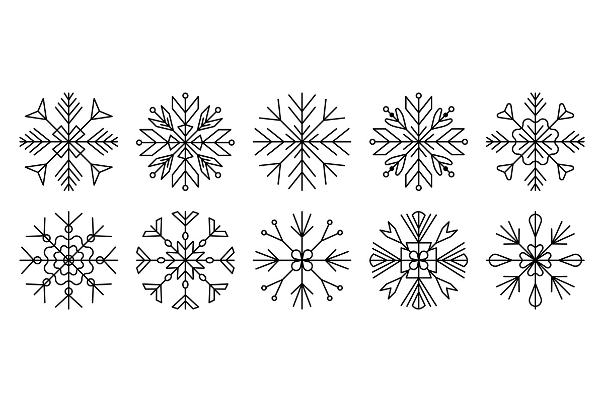 Black Line Snowflake Set