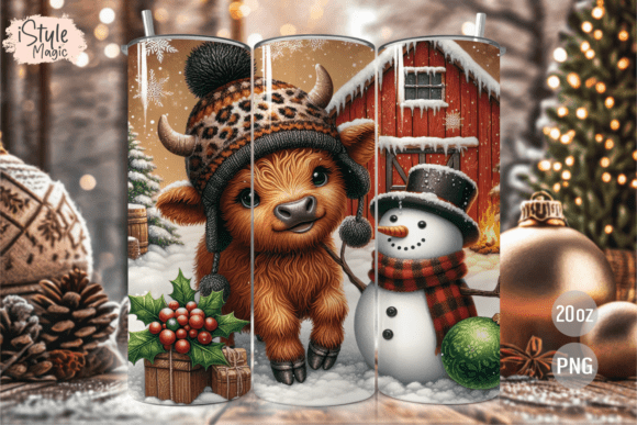 Christmas Cow Snowman 20 Oz Tumbler Wrap
