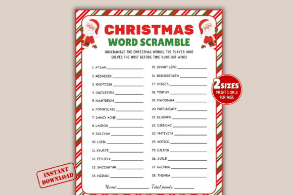 Christmas Word Scramble Game PDF