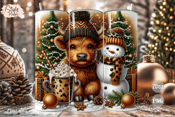 Cozy Christmas Highalnd Cow Tumbler Wrap