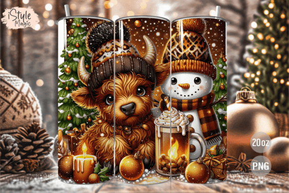 Cozy Christmas Highalnd Cow Tumbler Wrap