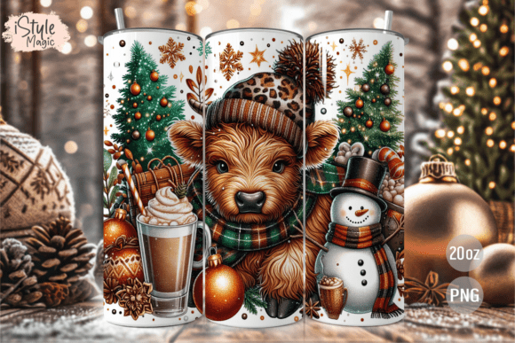 Cozy Christmas Highalnd Cow Tumbler Wrap