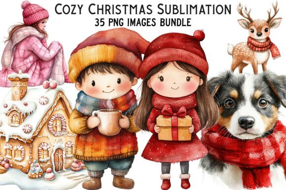 Cozy Christmas Sublimation Clipart Graphics