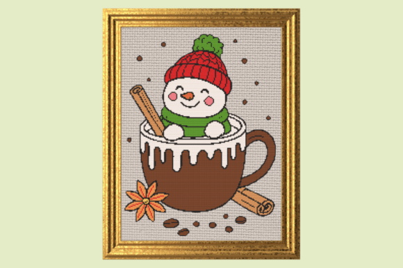 Cute Snowman in Hot Cocoa Cross Stitch P
