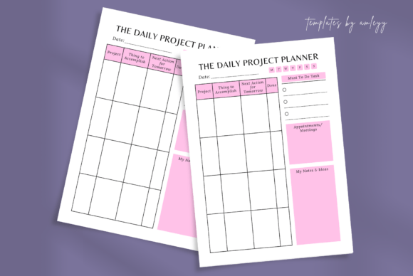 Daily Project Planner Printable Template Graphic by Templates by amleyy ...
