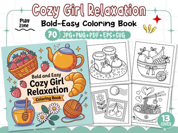 Easy Cozy Girl Relaxation Coloring Book