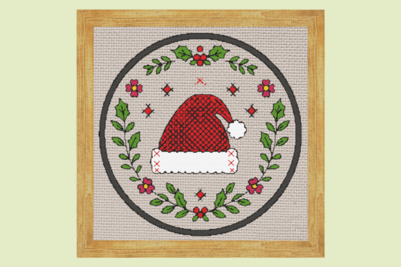 Festive Santa Hat Wreath Cross Stitch