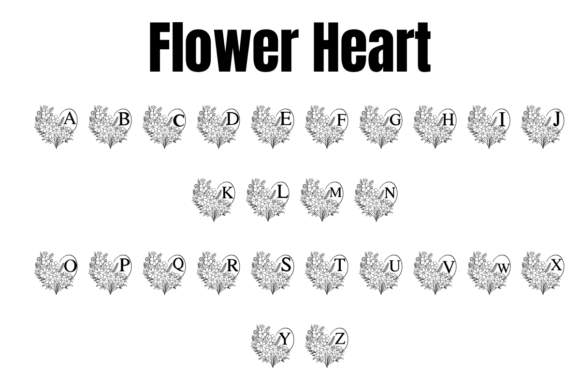 Flower Heart Font PNG with transparent background - Preview 1
