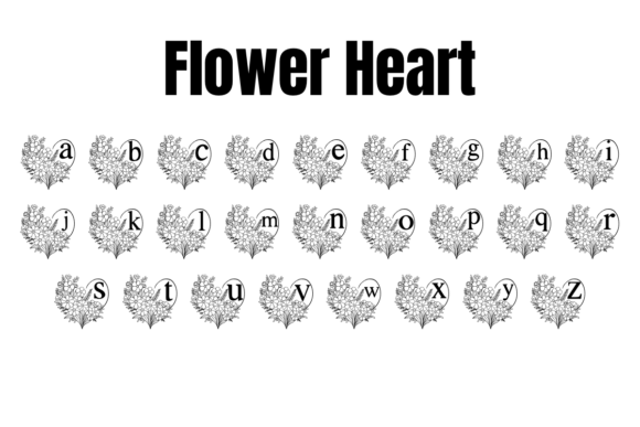 Flower Heart Font PNG with transparent background - Preview 2