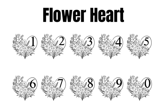 Flower Heart Font PNG with transparent background - Preview 3