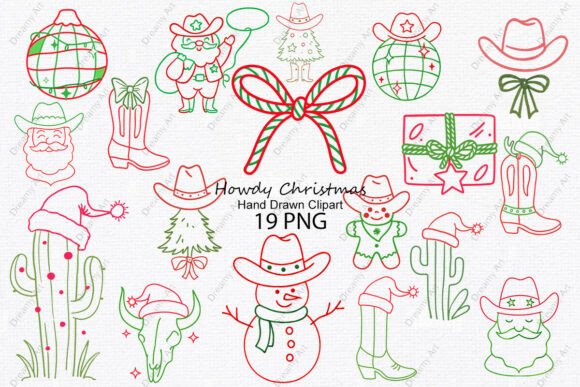Hand Drawn Howdy Christmas Clipart