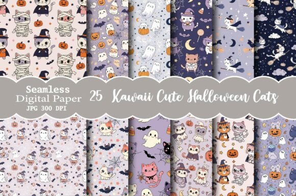 Kawaii Cute Halloween Cats Pattern