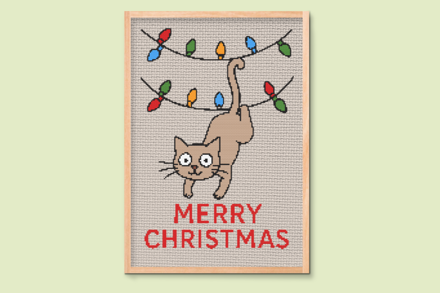 Merry Cat-mas Cross Stitch Pattern
