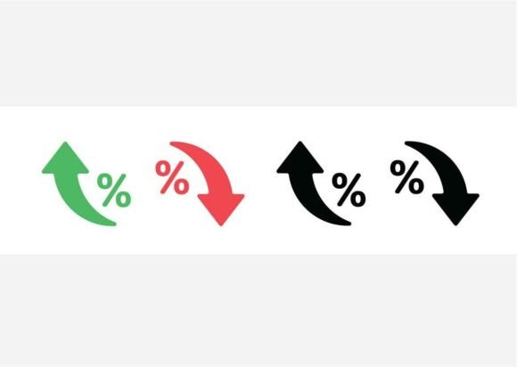 Curved Arrow Icon with Percent Symbol
