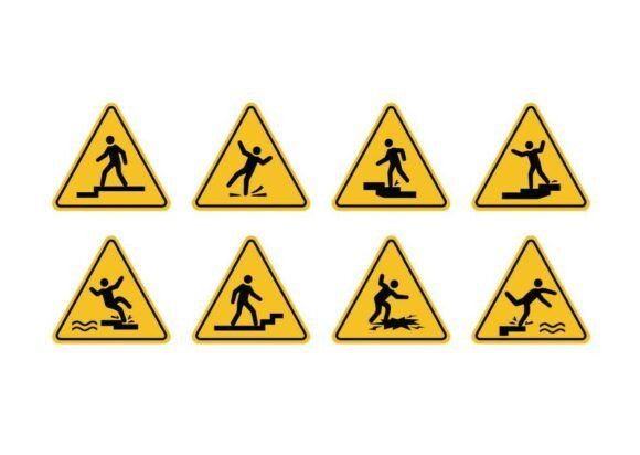 Set of Warning Signs of Danger