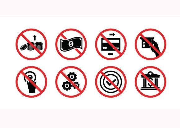 Various Financial Danger Signs Icons