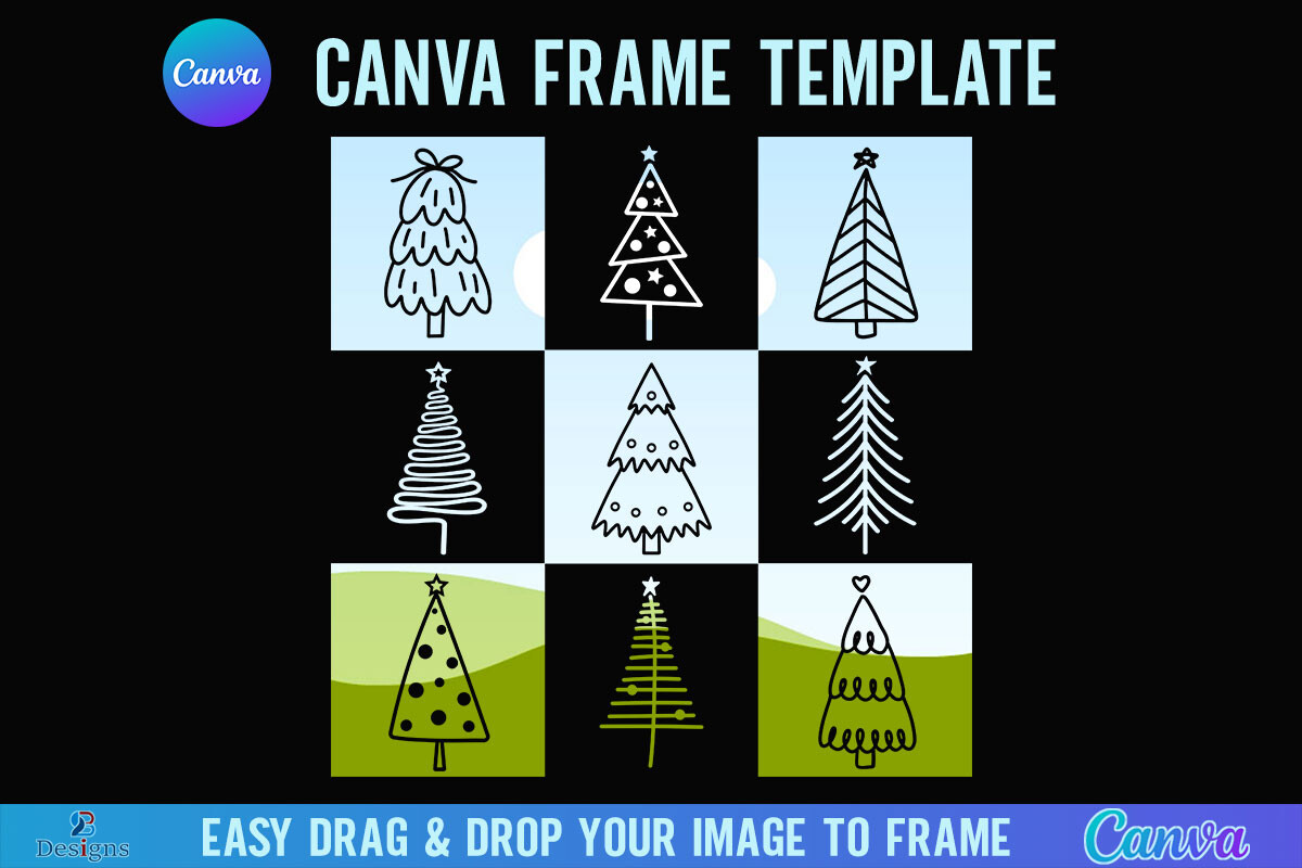 Checkered Christmas Tree Canva Frame