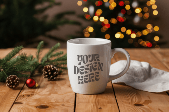 Christmas 11oz White Mug Mockup Graphics