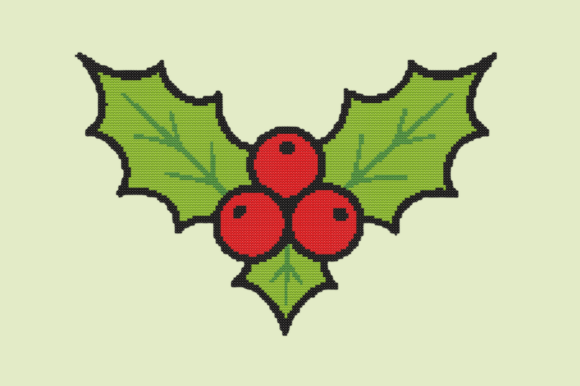 Christmas Holly Berries Cross Stitch