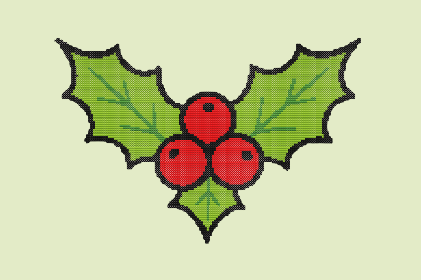 Christmas Holly Berries Cross Stitch
