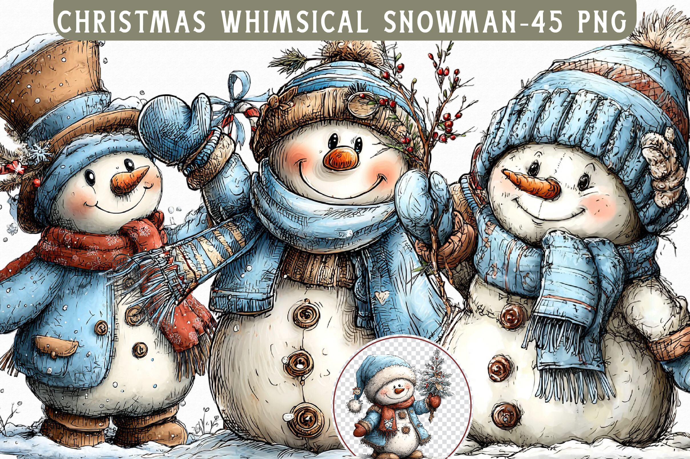 Christmas Whimsical Snowman Clipart Graphic by LibbyWishes · Creative ...