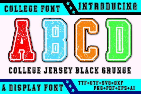 College Jersey Black Grunge Font - Preview 1