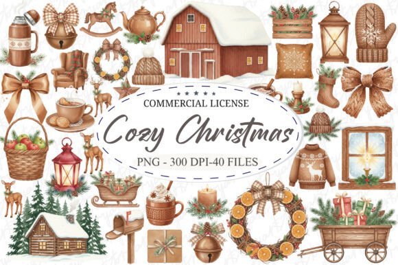 Cozy Christmas Winter Clipart Bundle
