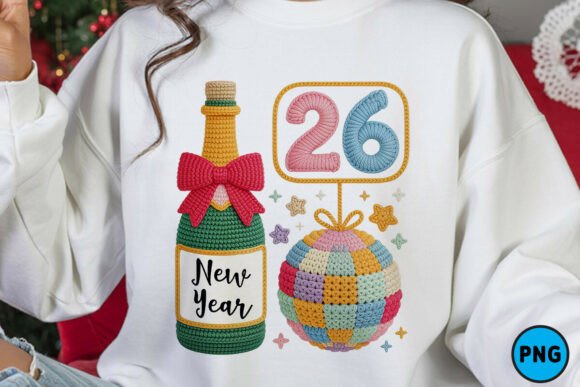 Crochet New Year 2026 Party PNG