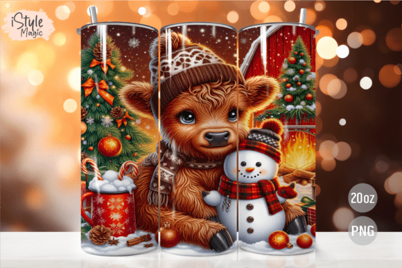 Rustic Christmas Cow 20 Oz Tumbler Wrap