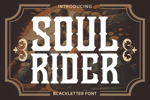 Preview specimen of Soul Rider blackletter font