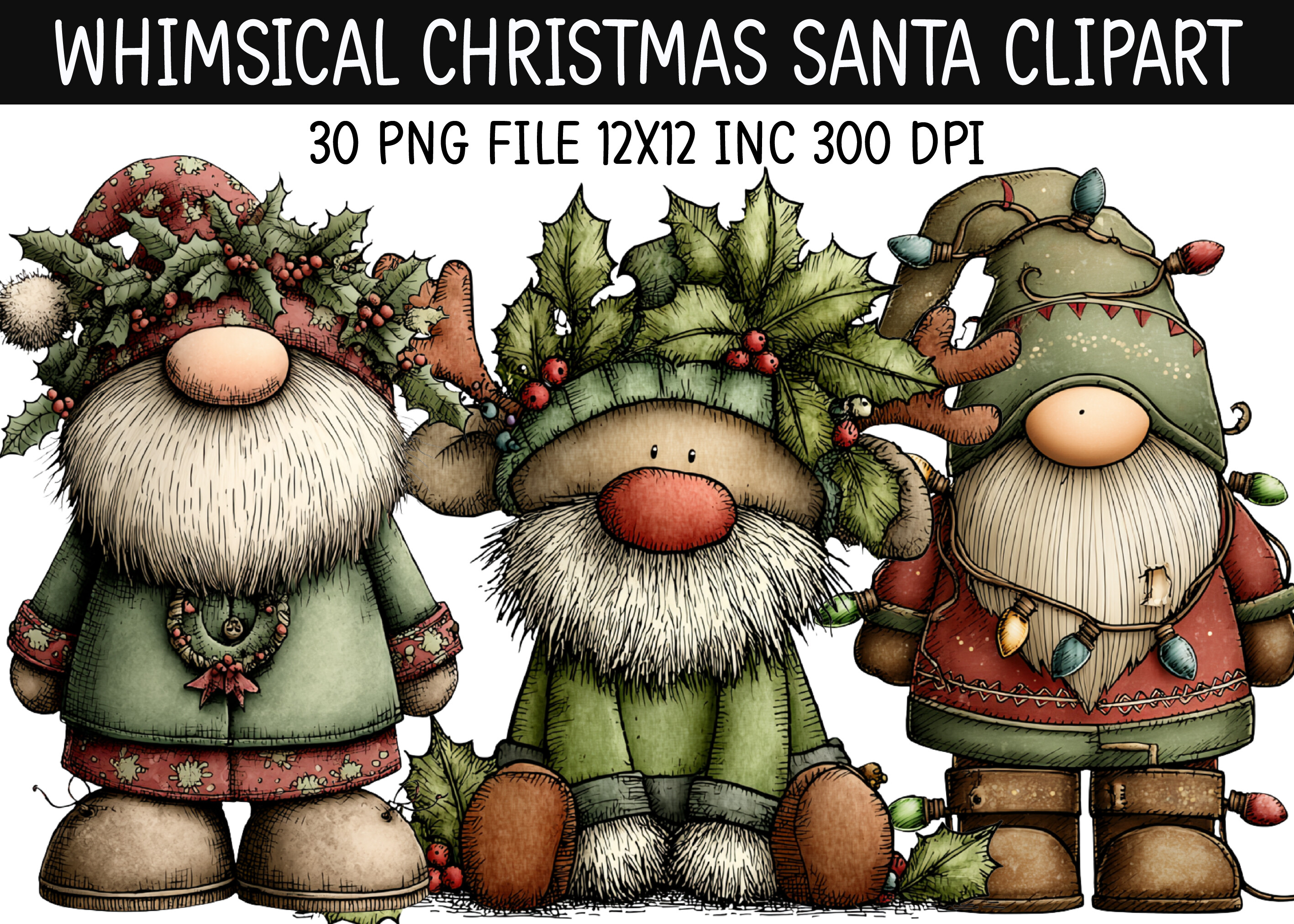 Whimsical Christmas Santa Clipart Graphic by Creative Design · Creative ...