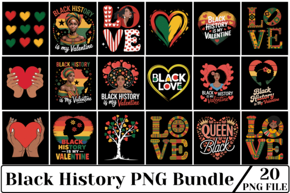 Preview of Black History is My Valentine PNG Bundle Valentine sublimation design