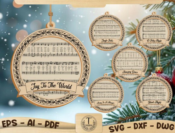 Christmas Hymn Ornament SVG Bundle laser cut file