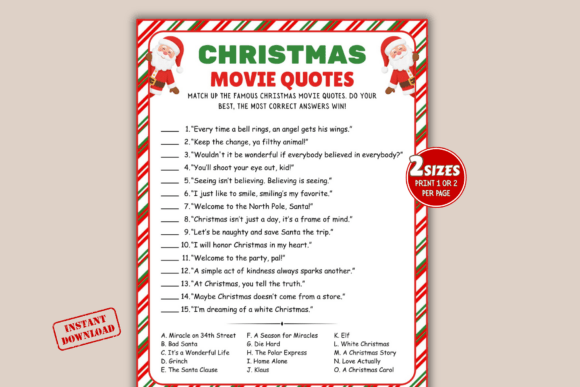 Christmas Movie Quote Trivia Game Graphics