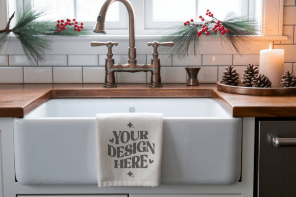 Christmas Kitchen Towel Mockup