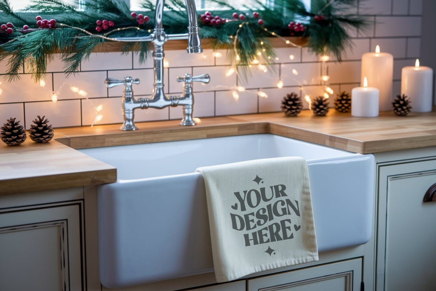 Christmas Kitchen Towel Mockup