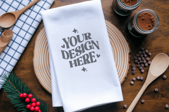 Christmas Kitchen Towel Mockup