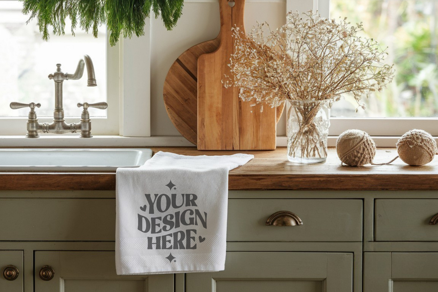 Christmas Kitchen Towel Mockup