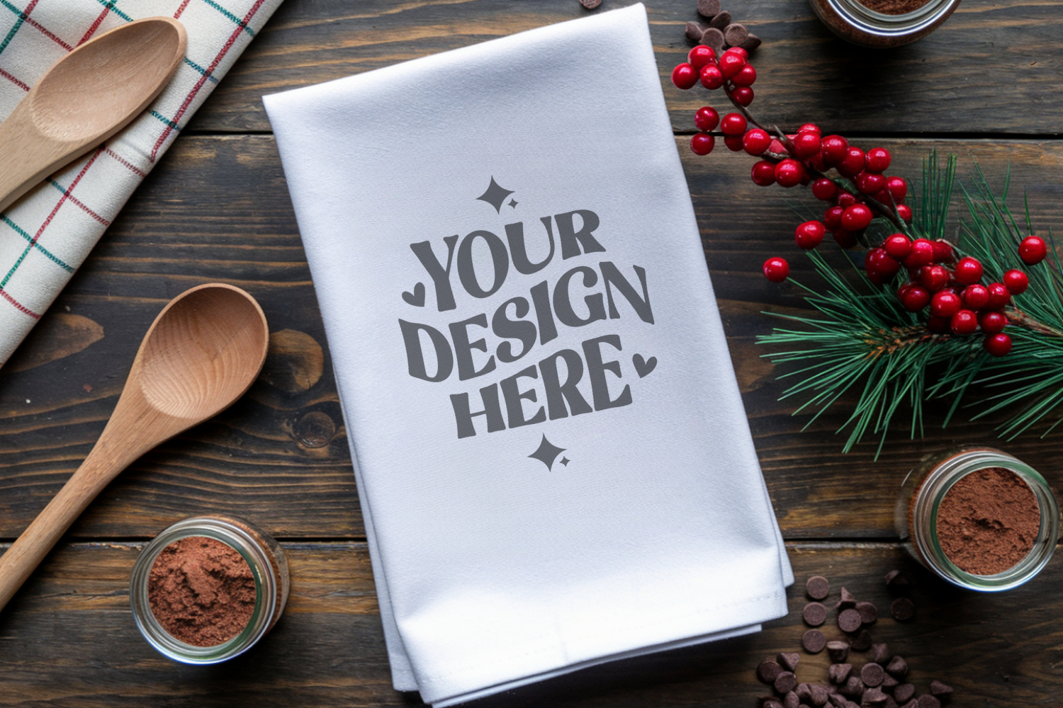 Christmas Kitchen Towel Mockup