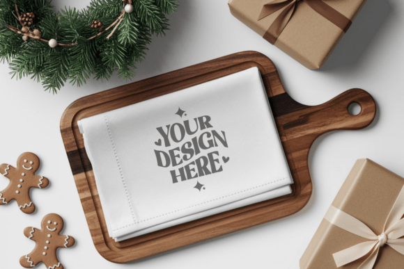 Christmas Kitchen Towel Mockup
