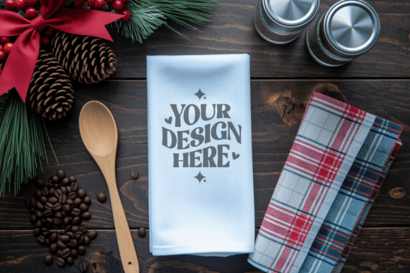 Christmas Kitchen Towel Mockup