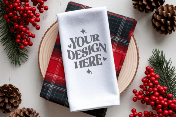 Christmas Kitchen Towel Mockup