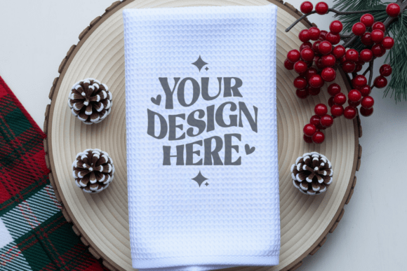 Christmas Kitchen Towel Mockup