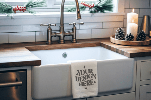 Christmas Kitchen Towel Mockup