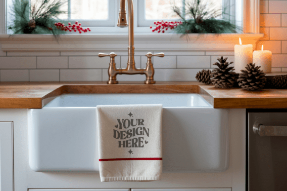 Christmas Kitchen Towel Mockup