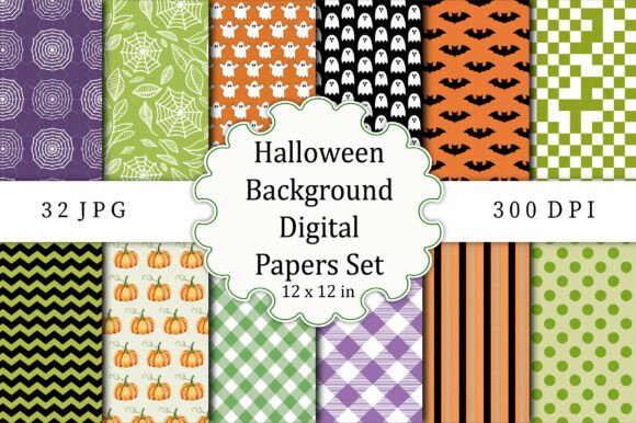 Halloween Background Digital Papers Set